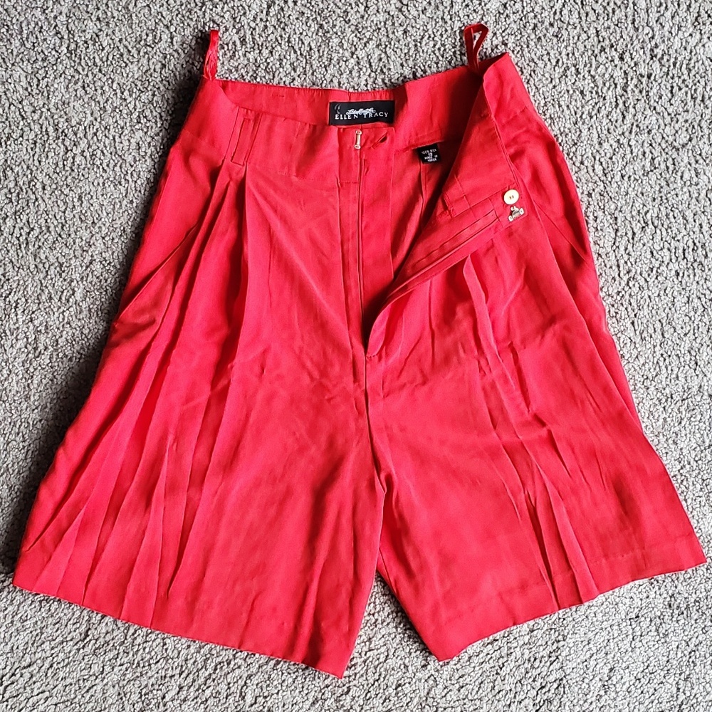 Ellen Tracy Silk High-Waisted Shorts